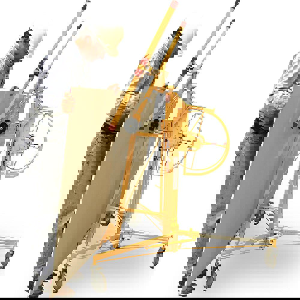 Panel Lifts; LiftType: Drywall ; Drive Type: Hand Crank ; Maximum Height: 173 (Inch); Panel Size: 4x16 ; Load Capacity: 200 ; Material: Steel