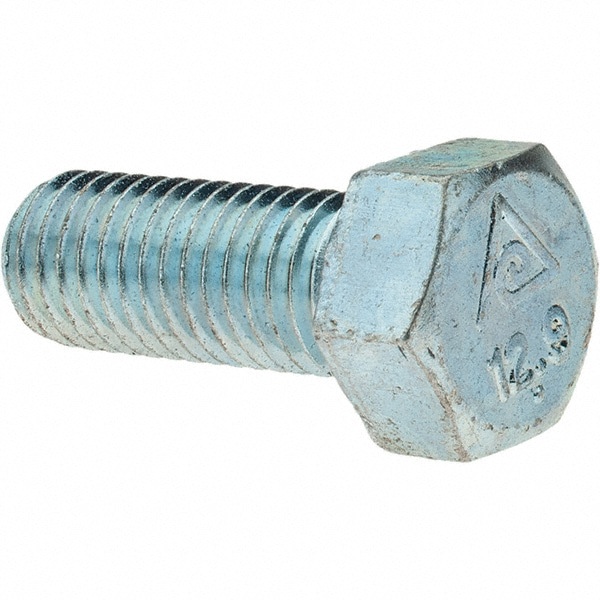 Hex Head Cap Screw: M12 x 1.75 x 30 mm, Grade 8.8 Steel, Zinc-Plated