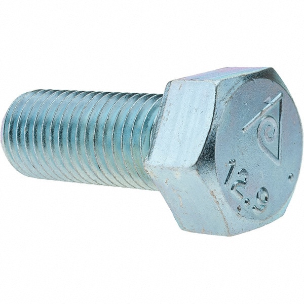 Hex Head Cap Screw: M20 x 2.50 x 50 mm, Grade 8.8 Steel, Zinc-Plated