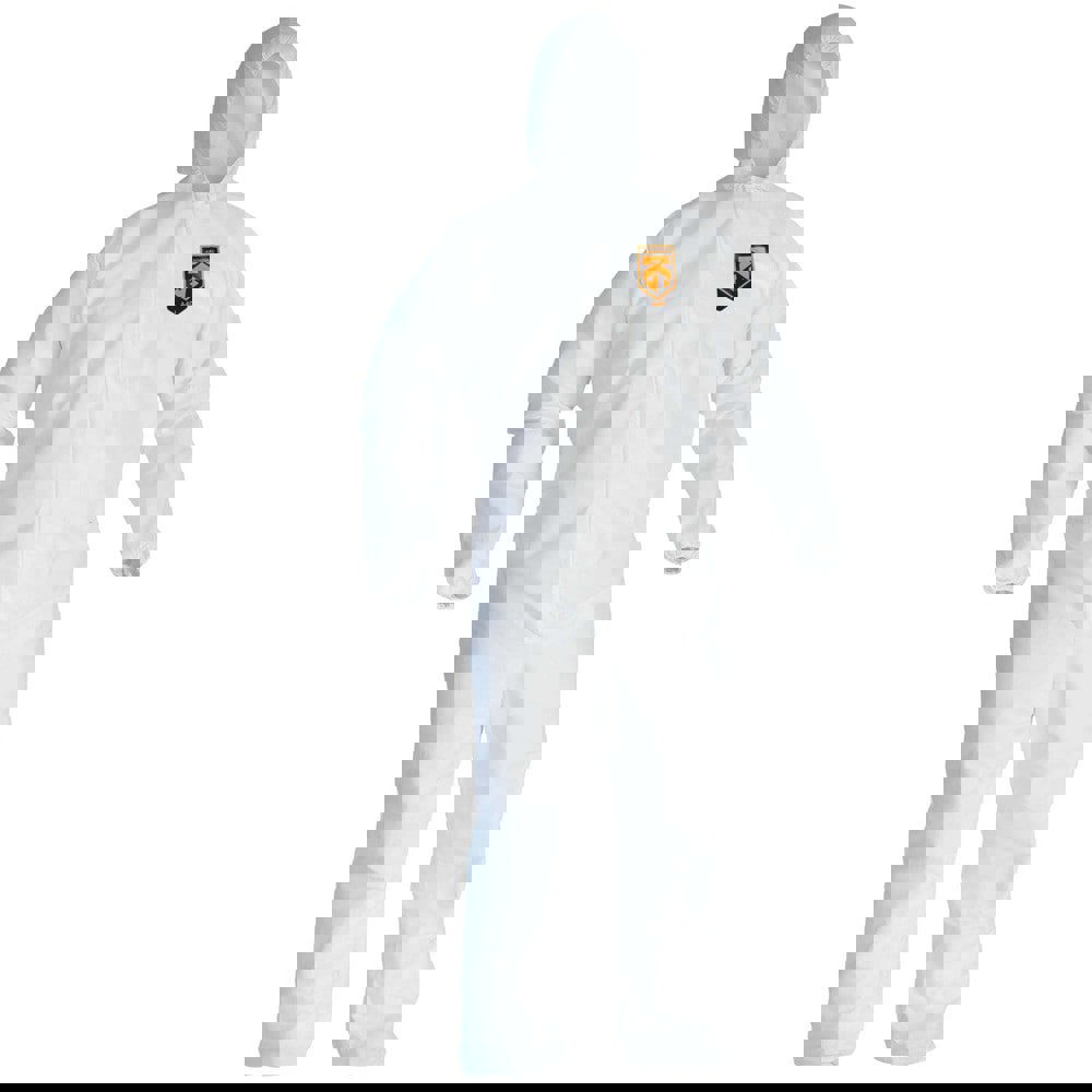 Non-Disposable Rain & Chemical-Resistant Coverall: White, Film Laminate