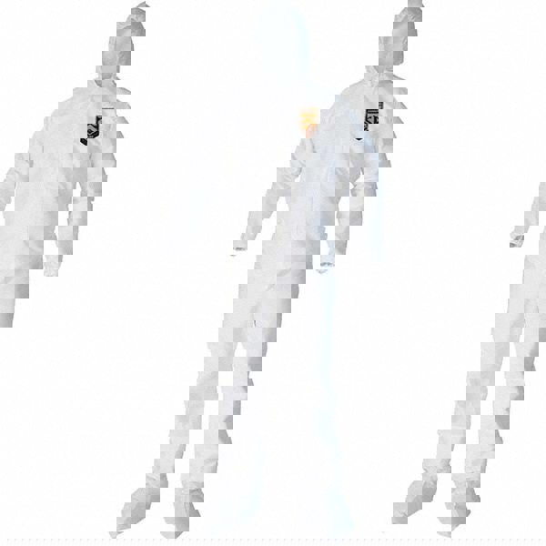 Non-Disposable Rain & Chemical-Resistant Coverall: Non-Hazardous Dry Particulates, Non-Hazardous Liquid Splash & Non-Hazardous Liquid Spray, White, Film Laminate