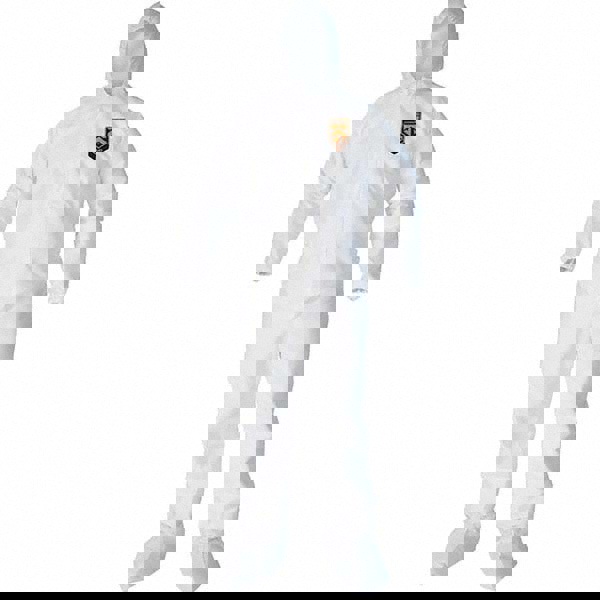 Non-Disposable Rain & Chemical-Resistant Coverall: Non-Hazardous Dry Particulates, Non-Hazardous Liquid Splash & Non-Hazardous Liquid Spray, White, Film Laminate