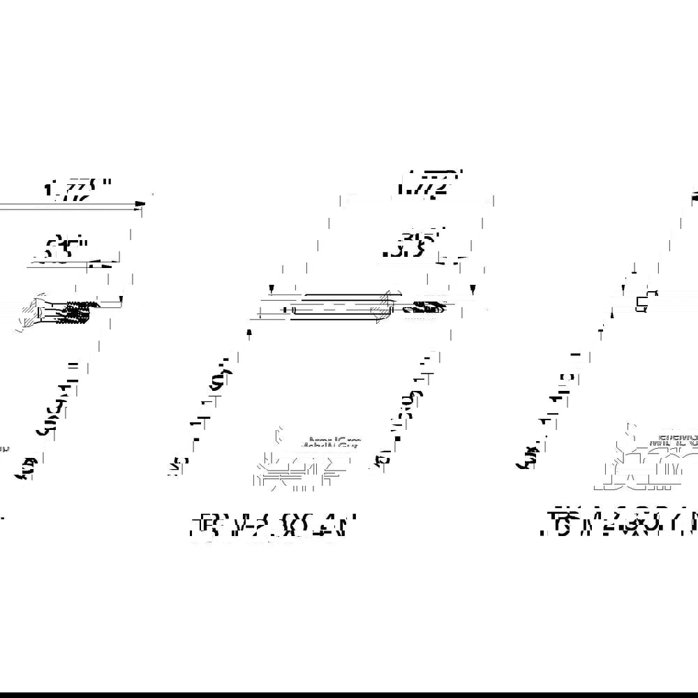 Spiral Flute Tap: M2.3 x 0.40, Metric Coarse, 3 Flute, 6H Class of Fit, High Speed Steel, Black Oxide Finish