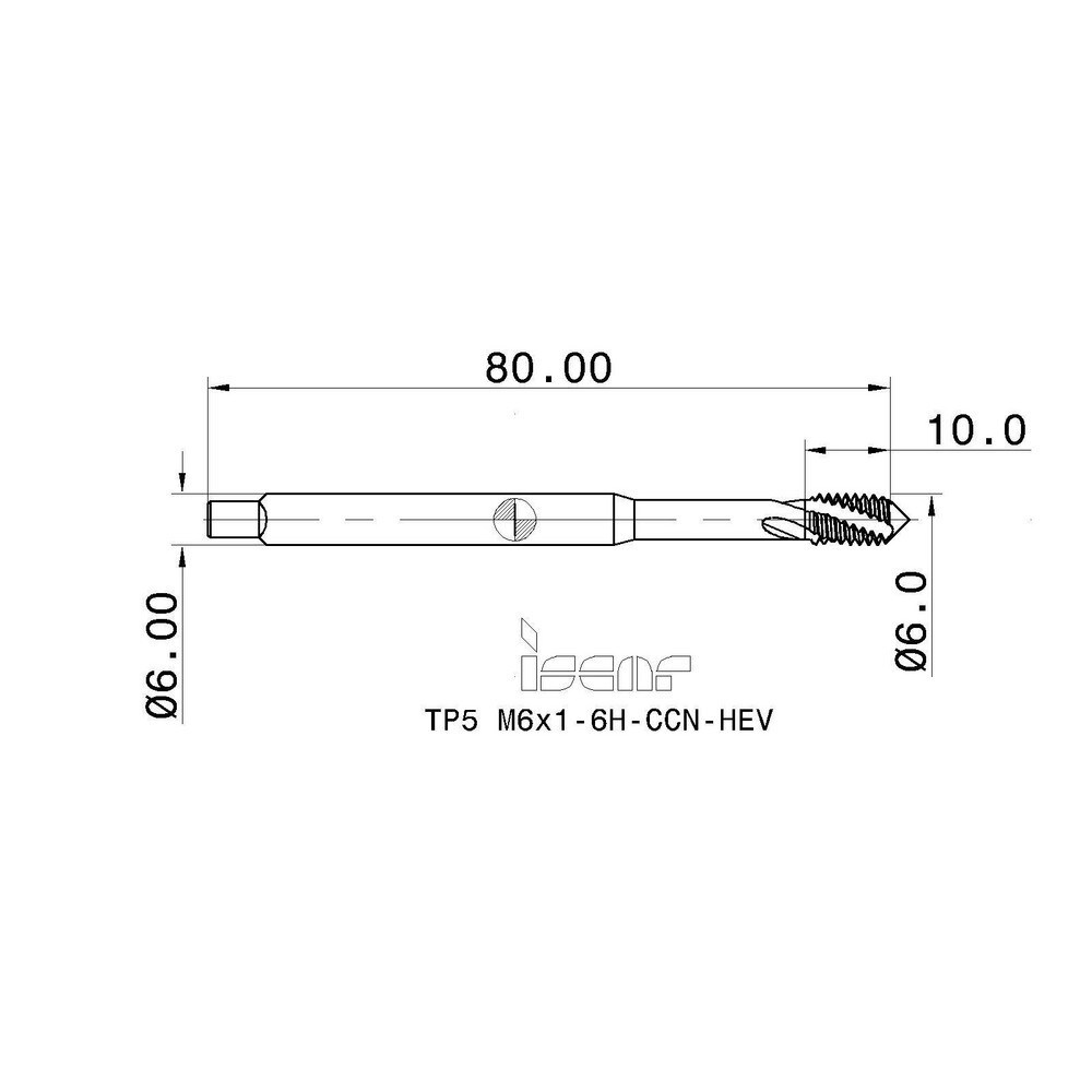 Spiral Flute Tap: M6 x 1.00, Metric Coarse, 3 Flute, 6H Class of Fit, High Speed Steel, Black Oxide Finish