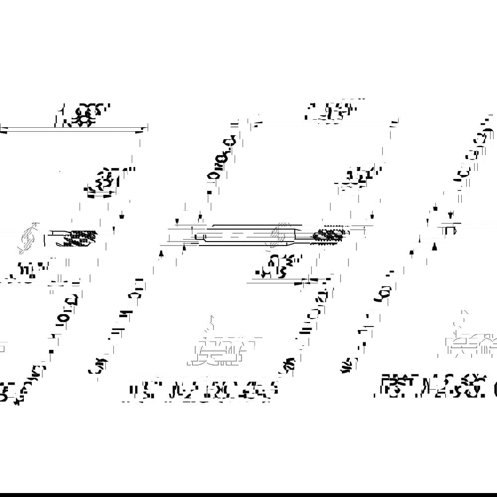 M2.6x0.45 Modified Bottoming RH 6HX High Speed Steel 3-Flute Straight Flute Machine Tap