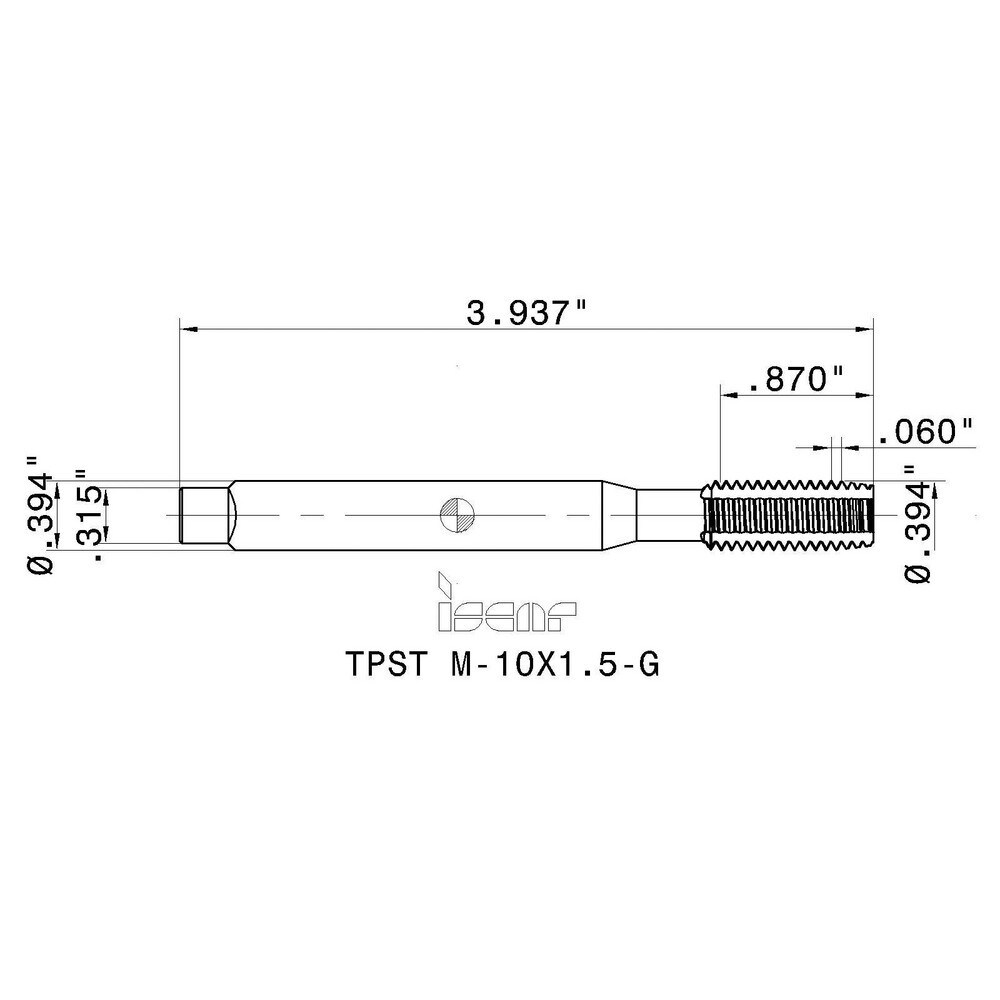 M10x1.50 Modified Bottoming RH 6HX High Speed Steel 4-Flute Straight Flute Machine Tap