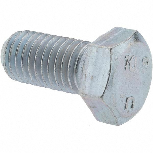 Hex Head Cap Screw: M12 x 1.75 x 25 mm, Grade 10.9 Steel, Zinc-Plated