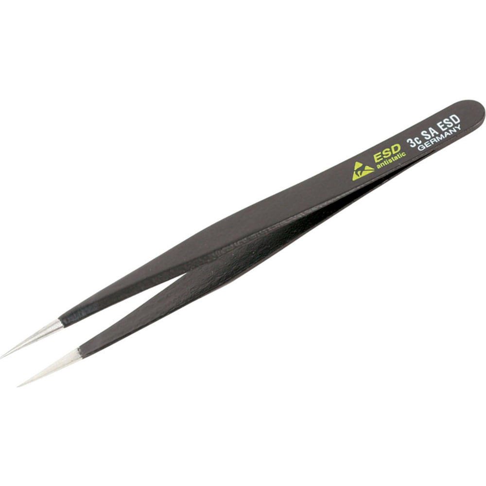 Tweezers; Tweezer Type: ESD Safe ; Pattern: Solid Color ; Material: Steel ; Tip Type: Fine; Rounded ; Tip Shape: Pointed ; Overall Length (Inch): 4-3/4