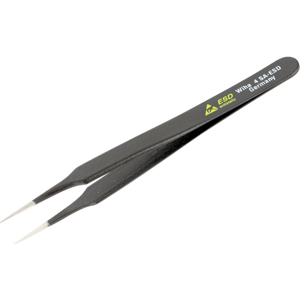 Tweezers; Tweezer Type: ESD Safe ; Pattern: Solid Color ; Material: Steel ; Tip Type: Very Fine ; Tip Shape: Pointed ; Overall Length (Inch): 4-3/4