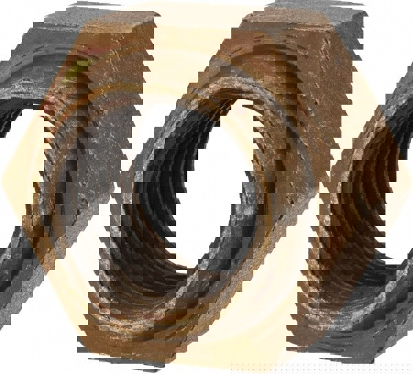 Hex Lock Nut: Distorted Thread, 1-8, Grade L9 Steel, Cadmium Dichromate Finish