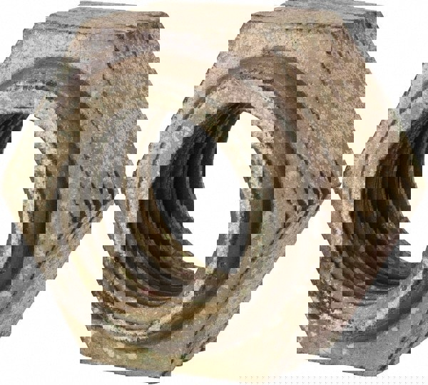 Hex Lock Nut: Distorted Thread, 1-1/8-7, Grade L9 Steel, Cadmium Dichromate Finish