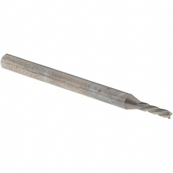 Square End Mill: 1/16'' Dia, 3/16'' LOC, 1/8'' Shank Dia, 1-1/2'' OAL, 4 Flutes, Solid Carbide