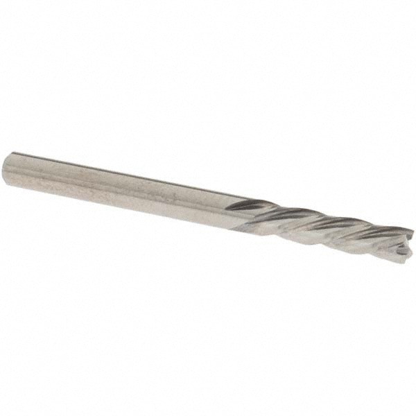 Square End Mill: 1/8'' Dia, 1/2'' LOC, 1/8'' Shank Dia, 1-1/2'' OAL, 4 Flutes, Solid Carbide