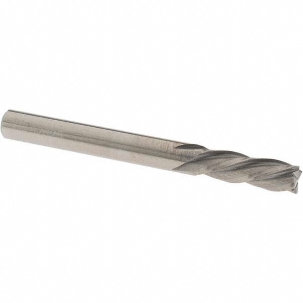 Square End Mill: 1/4'' Dia, 3/4'' LOC, 1/4'' Shank Dia, 2-1/2'' OAL, 4 Flutes, Solid Carbide