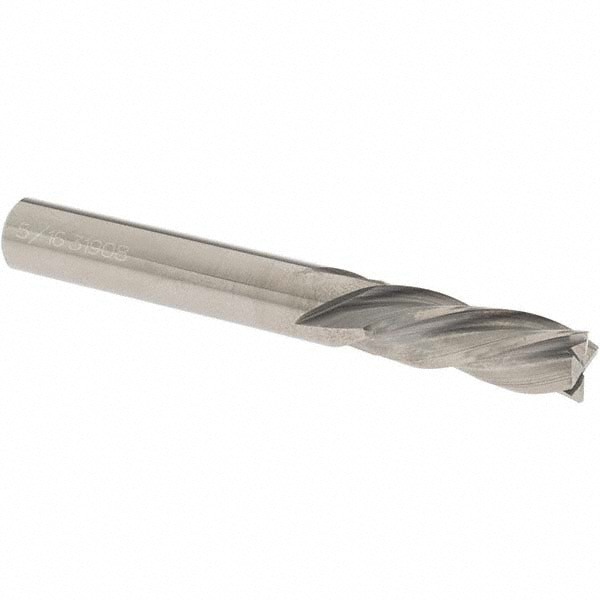 Square End Mill: 5/16'' Dia, 13/16'' LOC, 5/16'' Shank Dia, 2-1/2'' OAL, 4 Flutes, Solid Carbide