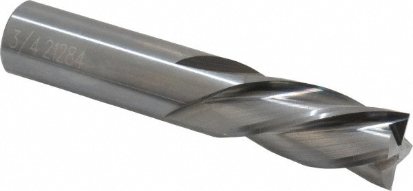 Square End Mill: 3/4'' Dia, 1-1/2'' LOC, 3/4'' Shank Dia, 4'' OAL, 4 Flutes, Solid Carbide