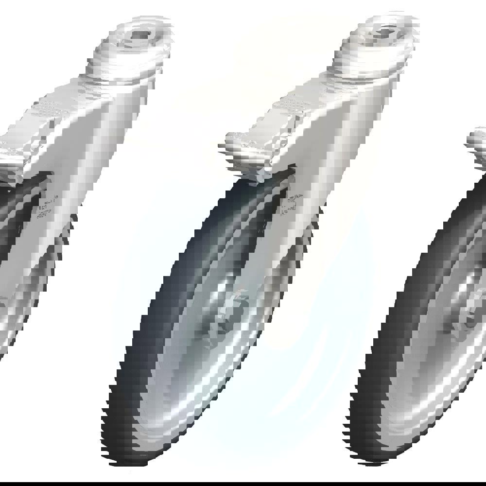 Standard Casters; Mount: Hollow Kingpin ; Caster Type: Swivel w/Brake ; Brake Type: Total-Lock Brake ; Bearing Type: Plain Bore ; Style: Plain Bore ; Wheel Diameter (Inch): 5