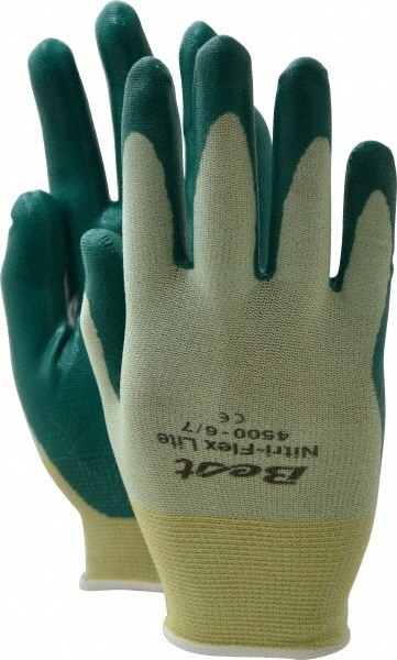 General Purpose Work Gloves: Small, Nitrile Coated, Nylon