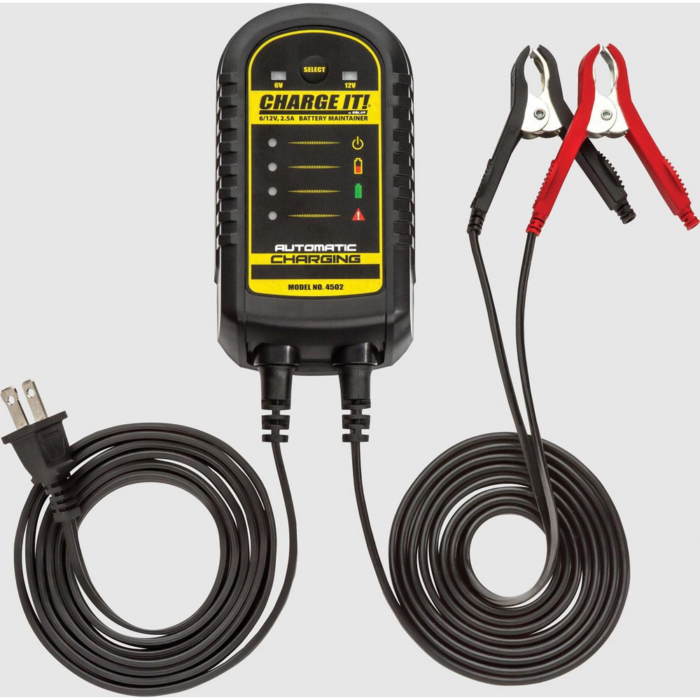 Automotive Battery Chargers & Jump Starters; Battery Charger Type: Automatic Charger/Maintainer ; Overall Width: 4 ; Overall Height: 3.5in ; Overall Depth: 7.8in ; Cable Gauge: 18 ; Cable Length: 72.000