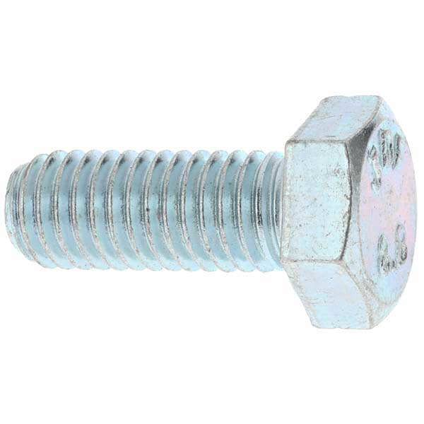 Hex Head Cap Screw: M8 x 1.25 x 20 mm, Grade 8.8 Steel, Zinc-Plated