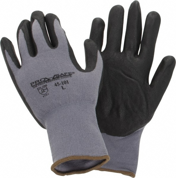 Work Gloves: PRO-SAFE Size Large, Nitrile-Coated Nylon, General Purpose