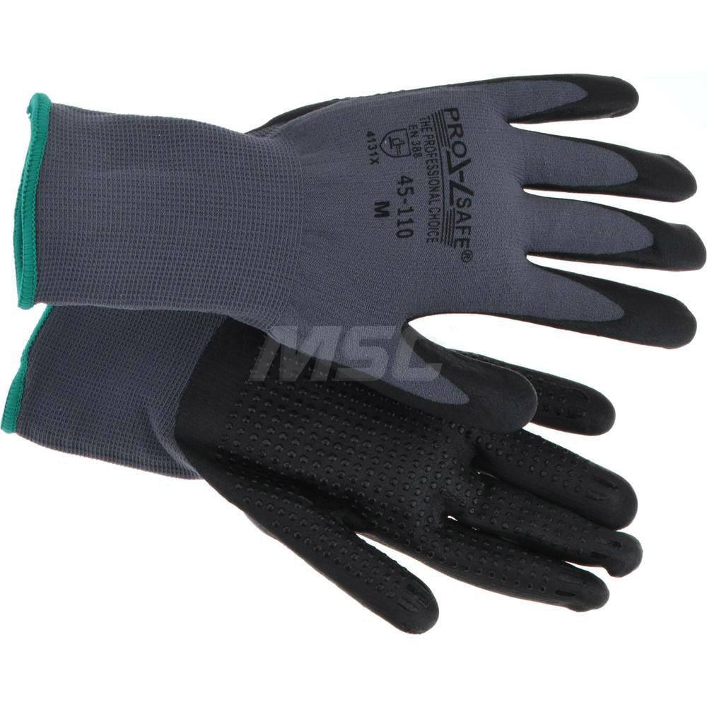 Work Gloves: PRO-SAFE Size Large, Nitrile-Coated Nylon, General Purpose