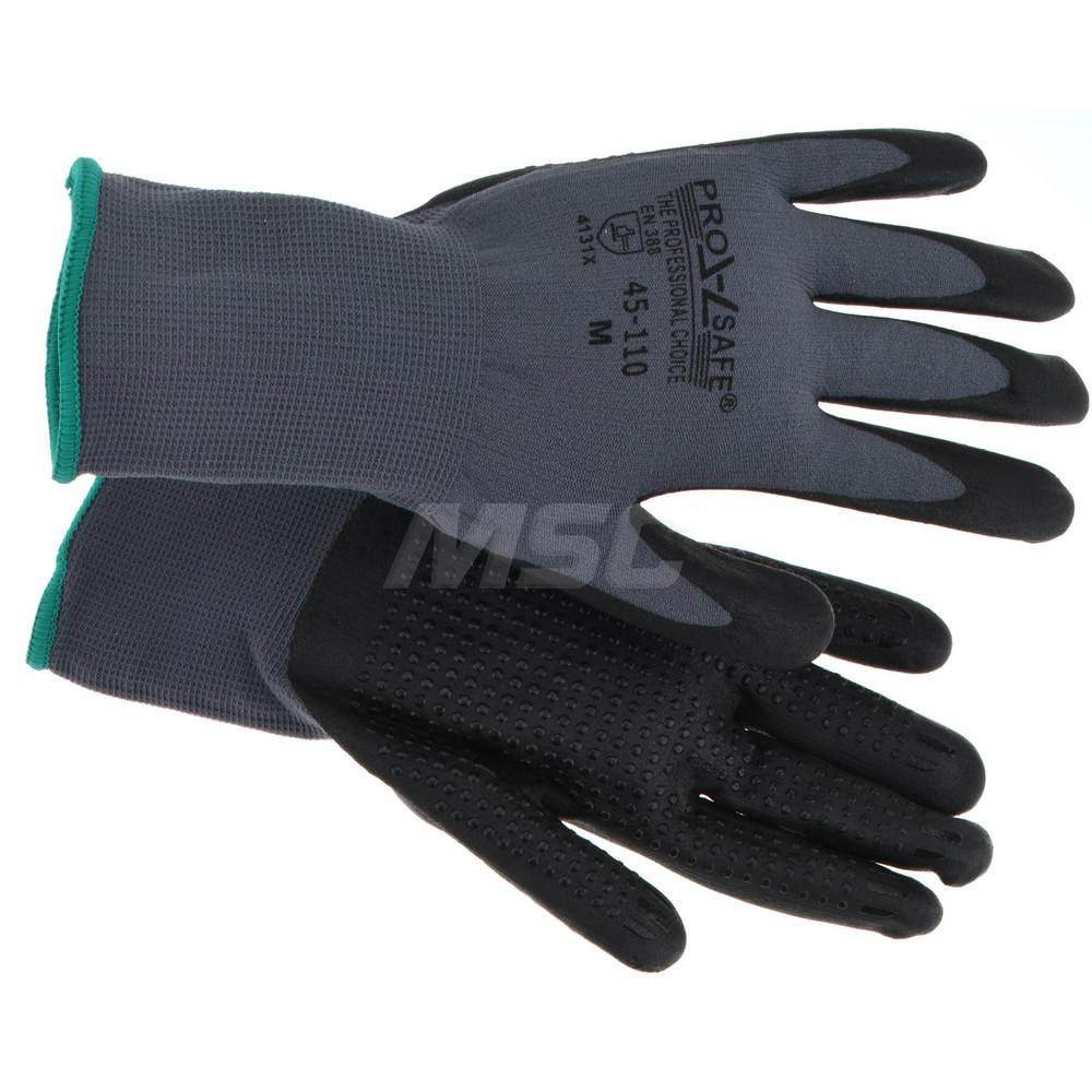 Work Gloves: PRO-SAFE Size Medium, Nitrile-Coated Nylon, General Purpose