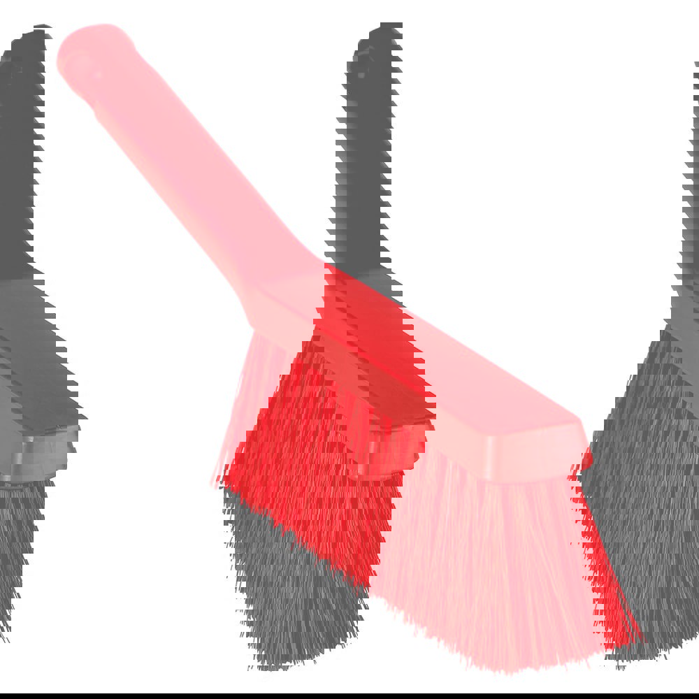 Counter & Dust Brushes; Type: Bench Brush; Bristle Material: Polypropylene; Head Length (Inch): 7.0; Bristle Firmness: Medium; FSIS Approved: No; Head Width (Inch): 2; 2.0000; Bristle Color: Red; Includes Dust Pan: No; Handle Material: Plastic; Handle Len