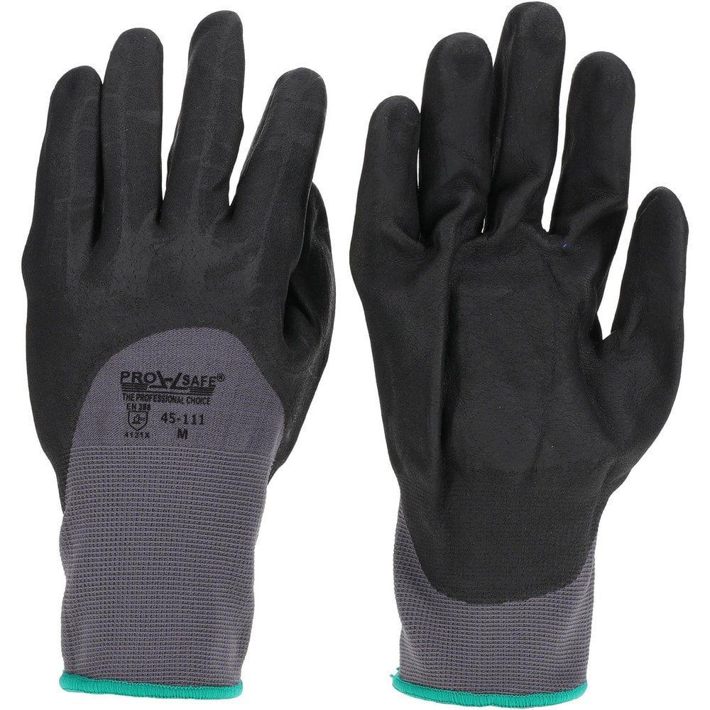 Work Gloves: PRO-SAFE Size Medium, Nitrile-Coated Nylon, General Purpose
