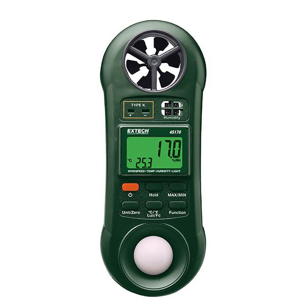 -148 to 2,372&deg;F, 10 to 95% Humidity Range, Thermo-Hygrometer, Anemometer and Light Meter
