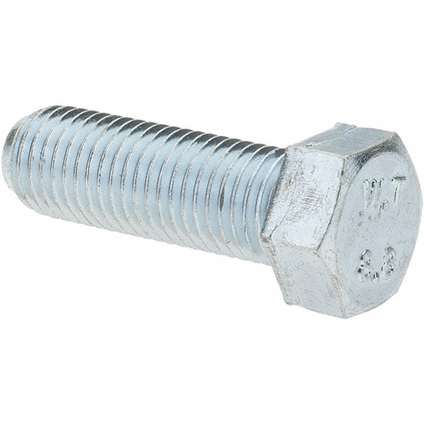Hex Head Cap Screw: M10 x 1.25 x 30 mm, Grade 8.8 Steel, Zinc-Plated