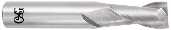 Square End Mill: 9/16'' Dia, 1-1/8'' LOC, 9/16'' Shank Dia, 3-1/2'' OAL, 2 Flutes, Solid Carbide