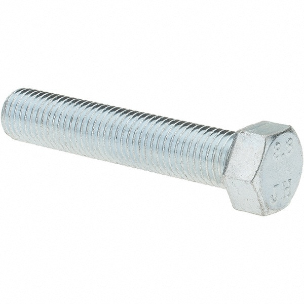 Hex Head Cap Screw: M10 x 1.25 x 50 mm, Grade 8.8 Steel, Zinc-Plated
