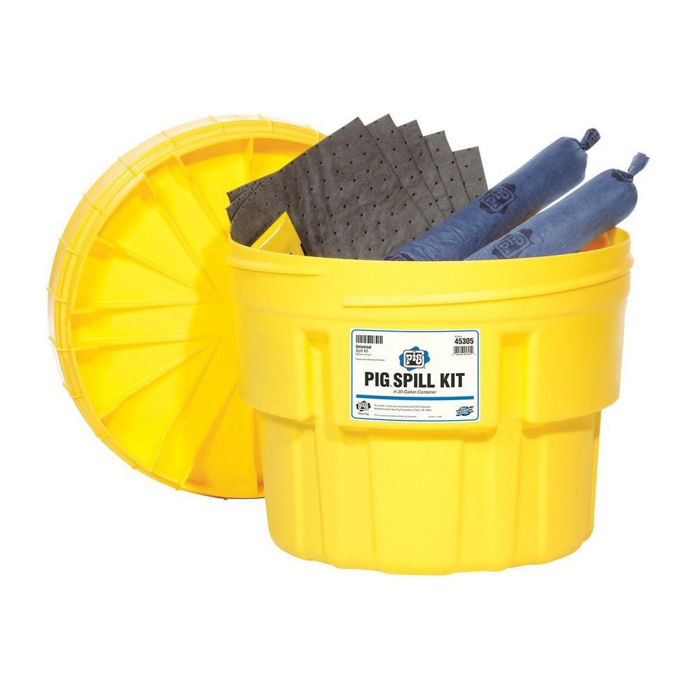 Spill Kits; Kit Type: Oil-Based Liquids; Water-Based Liquids ; Application: Universal ; Container Type: Drum ; Container Size (Gal.): 20 ; Color: Yellow ; Container Material: Plastic