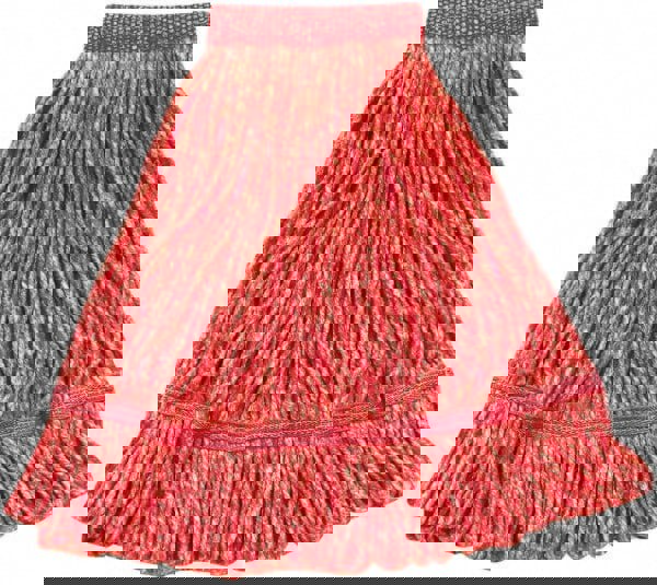 Wet Mop Loop: Clamp Jaw, Medium, Red Mop, Blended Fiber