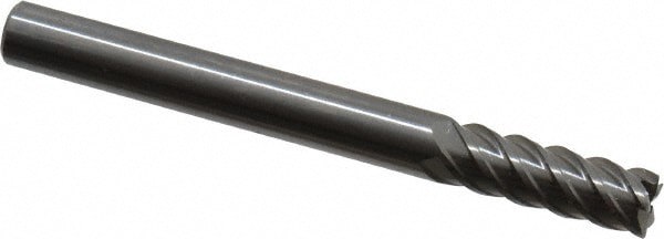 Square End Mill: 1/4'' Dia, 3/4'' LOC, 1/4'' Shank Dia, 2-1/2'' OAL, 5 Flutes, Solid Carbide