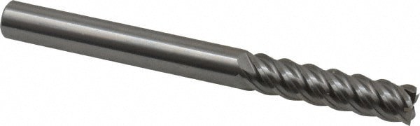 Square End Mill: 3/8'' Dia, 1-1/2'' LOC, 3/8'' Shank Dia, 4'' OAL, 5 Flutes, Solid Carbide