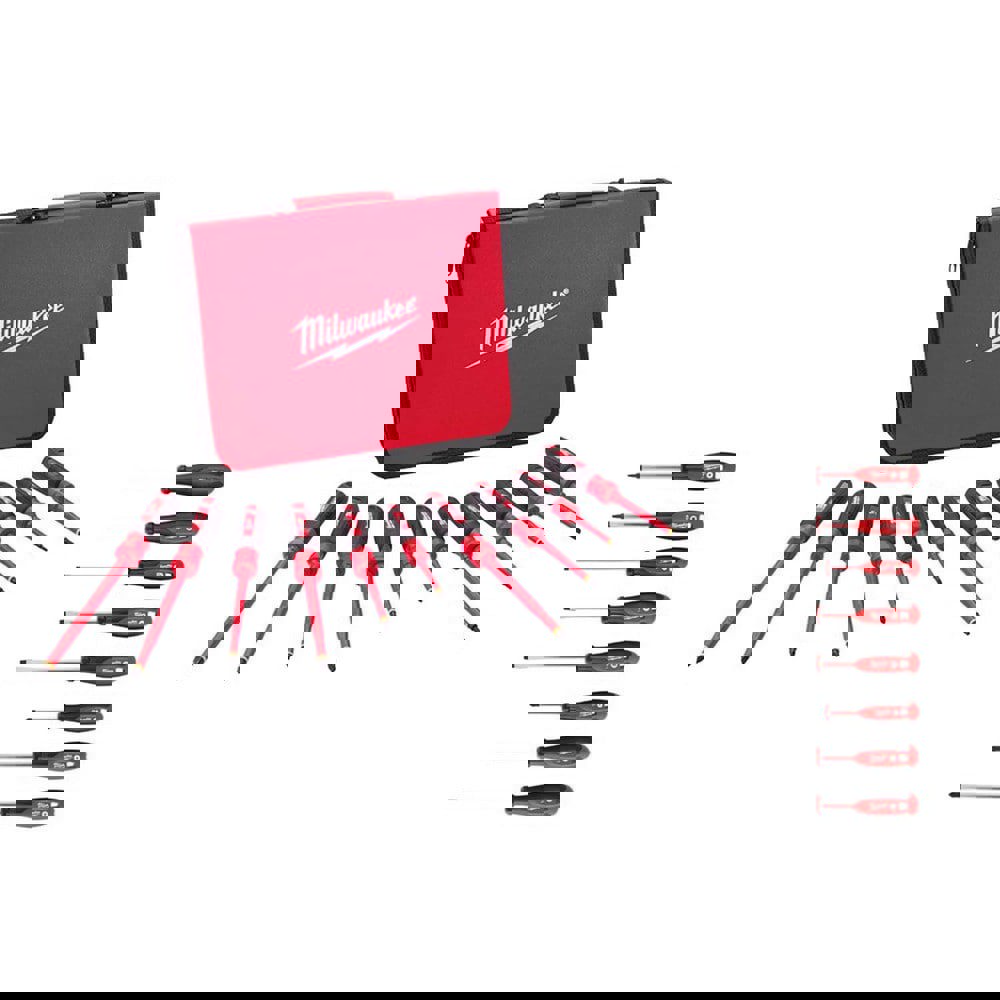 Screwdriver Sets; Screwdriver Types Included: Insulated Slotted; Phillips; Square ; Container Type: Case ; Tether Style: Not Tether Capable ; Number Of Pieces: 18 ; Insulated: Yes