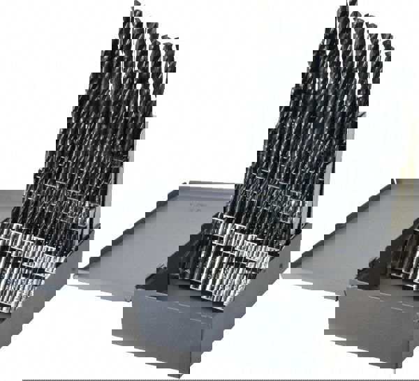 Drill Bit Set: Jobber Length Drill Bits, 60 Pc, 135 &deg;, High Speed Steel