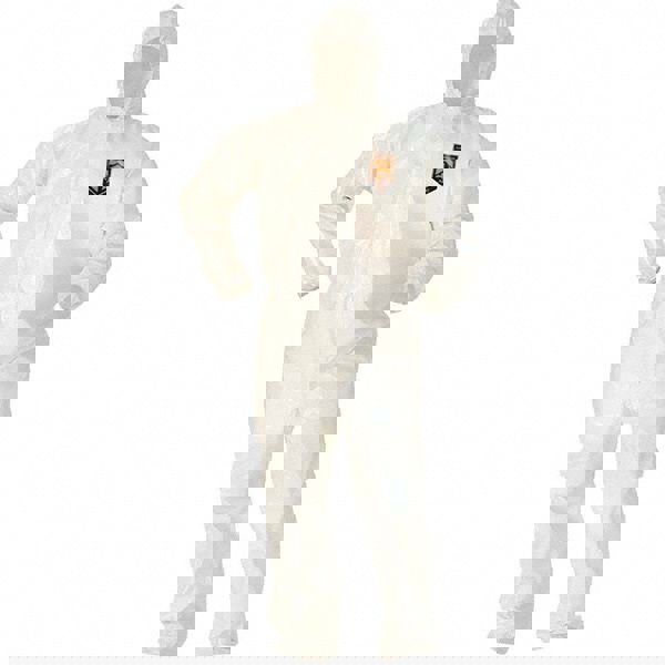 Non-Disposable Rain & Chemical-Resistant Coverall: White, Saranex