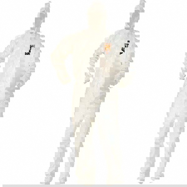 Non-Disposable Rain & Chemical-Resistant Coverall: White, Saranex