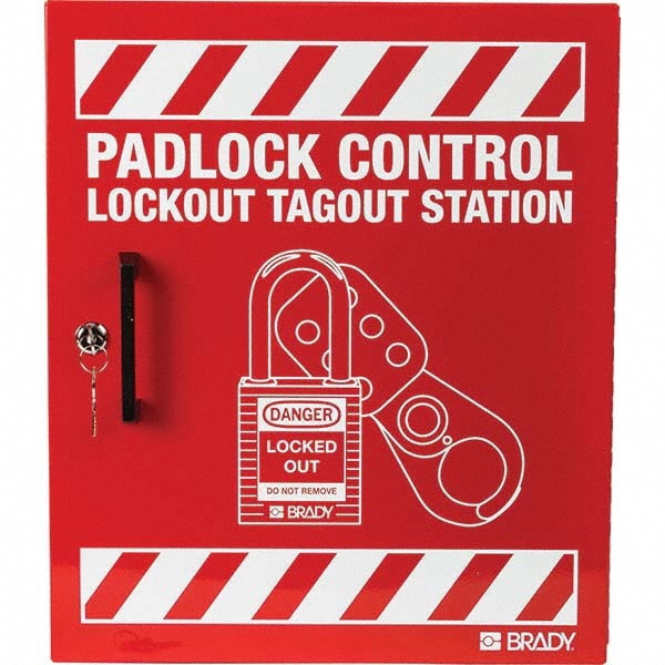 Padlock Lockout Station: Empty, 32 Max Locks, Steel Station