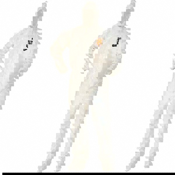 Non-Disposable Rain & Chemical-Resistant Coverall: White, Saranex