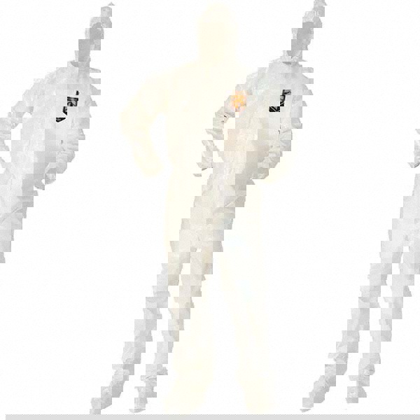 Non-Disposable Rain & Chemical-Resistant Coverall: White, Saranex