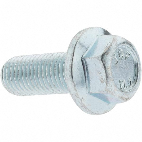 Smooth Flange Bolt: M10 x 1.25 Metric, 25 mm Length Under Head, Fully Threaded