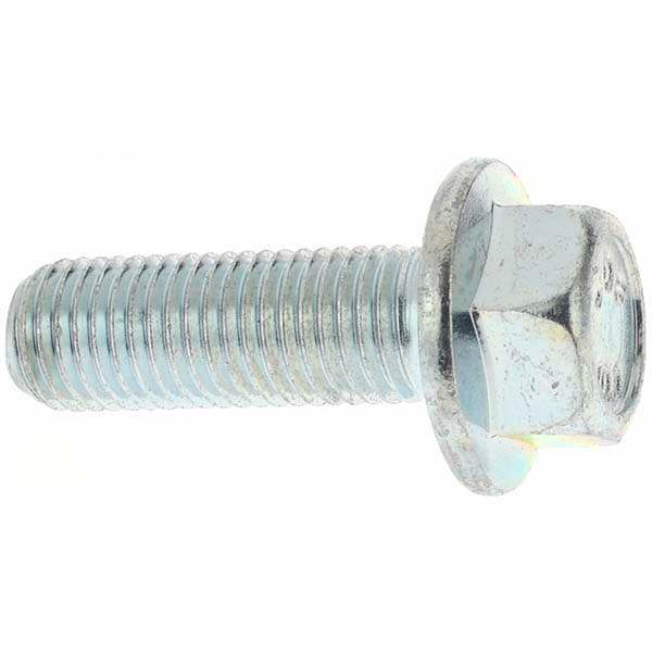 Smooth Flange Bolt: M10 x 1.25 Metric, 30 mm Length Under Head, Fully Threaded