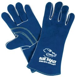 Welding Gloves: Blue Beast Size X-Large, Leather, Pair