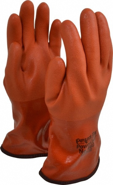 Chemical Resistant Gloves: Medium, 1.1 mm Thick, Polyvinylchloride-Coated, Polyvinylchloride, Unsupported