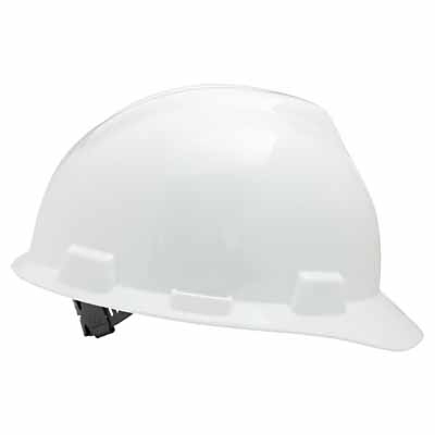 Hard Hat: Impact Resistant, V-Gard Slotted Cap, Type 1, Class E, 4-Point Suspension
