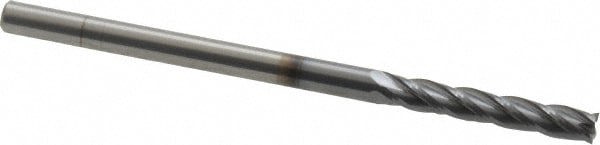 Square End Mill: 1/8'' Dia, 3/4'' LOC, 1/8'' Shank Dia, 2-1/4'' OAL, 4 Flutes, Solid Carbide